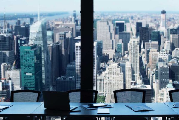 Office building overlooking a big city